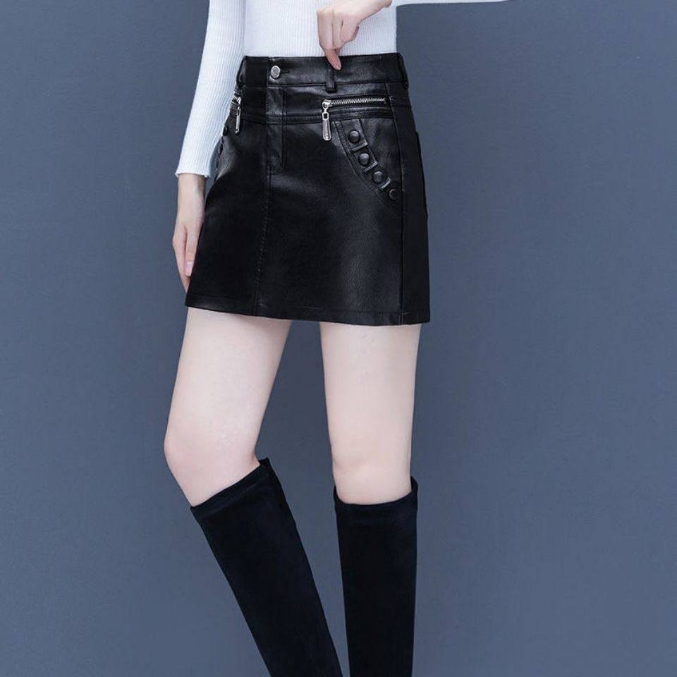 2021秋冬新款高腰休闲皮裤修身套裙 花淑婉休闲裤