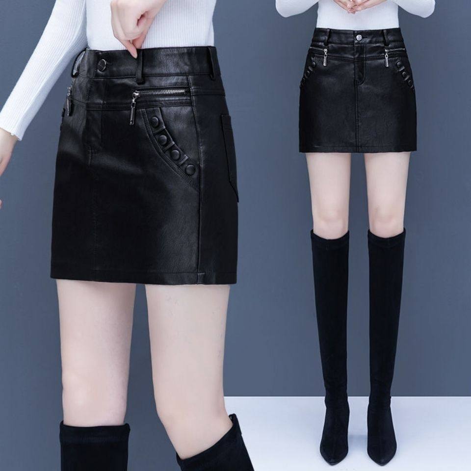 2021秋冬新款高腰休闲皮裤修身套裙 花淑婉休闲裤