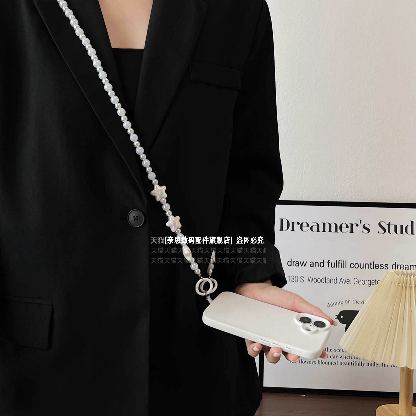 ins星星爱心手机链手工串珠超好看背带挂链斜挎包可斜背链条带垫片包包挂件可爱女相机防丢链子挂绳潮个性壳 - 图3