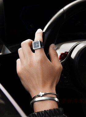 宝马新款复古风小方表不锈钢戒指手表男女时尚个性方块造型戒指表