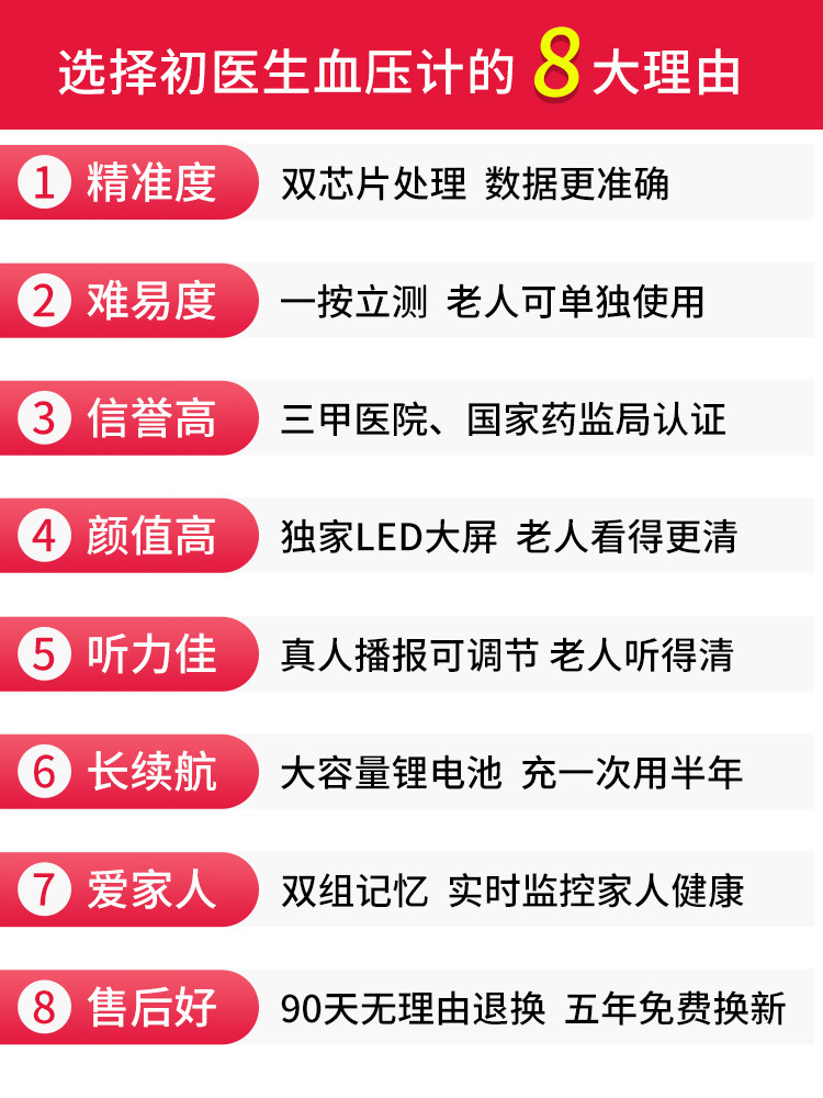 测量仪家用高精准医仪电子血压计 顶云医疗器械血压计（电子血压计）
