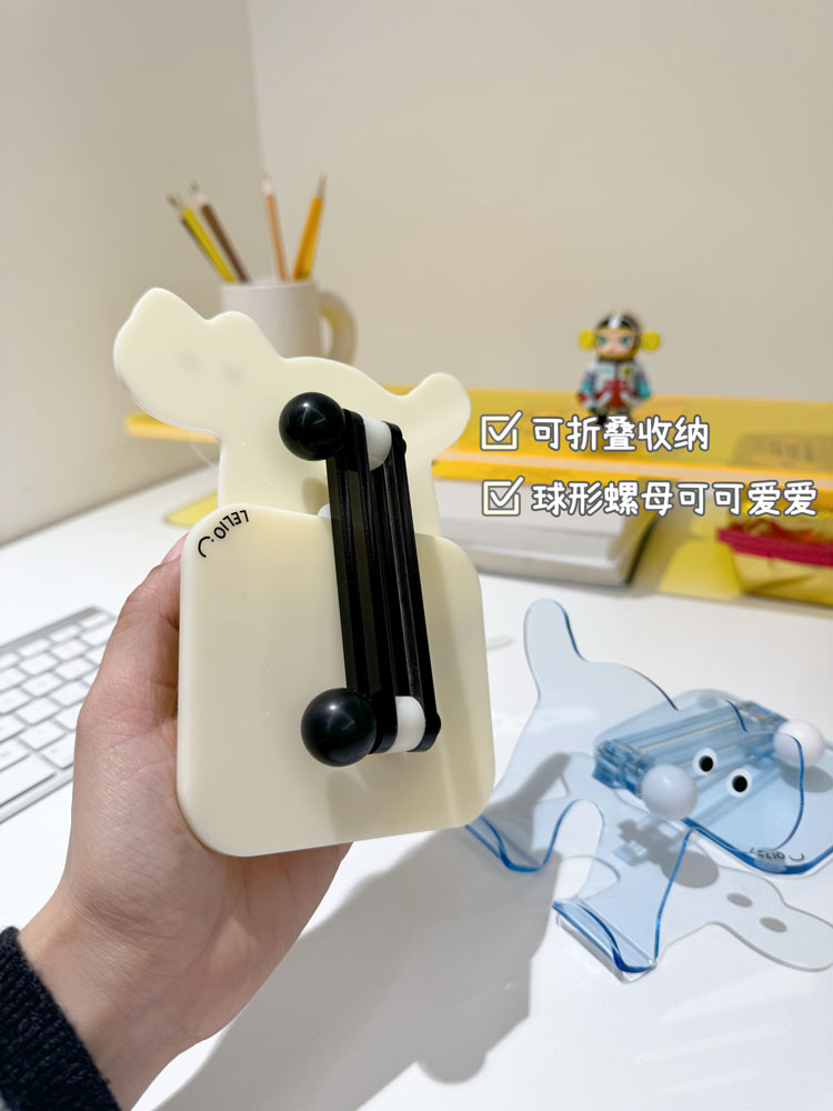 黑色猫咪亚克力手机支架ipad平板支架可爱卡通用桌面追剧神器自拍照直播手机架支架挑动者LELIO透明ins风粉色