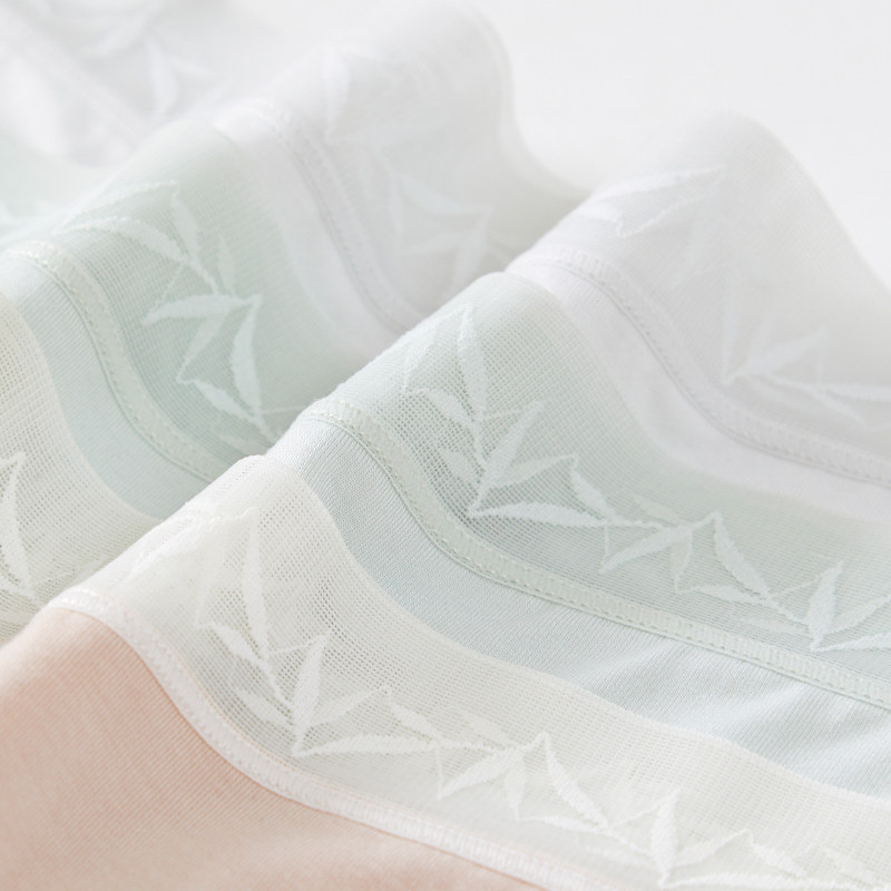 【10条装】YANGXIN氧心竹净中腰内裤抑菌花边无痕简约女士内裤