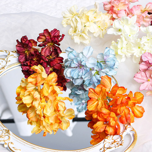 焦边绣球花朵 仿真花 假花 绢花 古风汉服头饰材料 diy手作配件 - 图2
