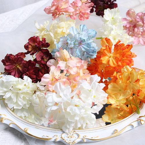 焦边绣球花朵 仿真花 假花 绢花 古风汉服头饰材料 diy手作配件 - 图0