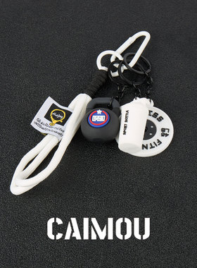 CAIMOU白色哑铃裤链男士个性简约