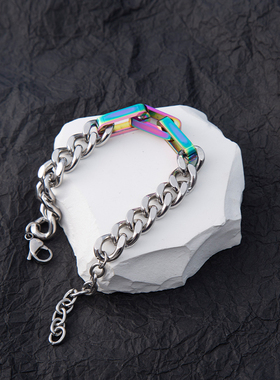 拼接古巴钛钢手链男潮小众设计感