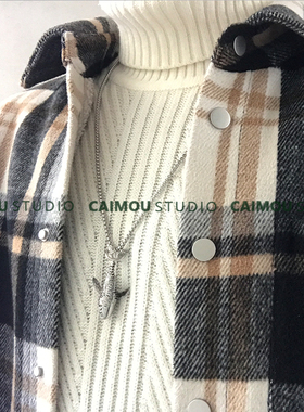 半尸鲸鱼吊坠钛钢项链新款男轻奢