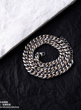 金银锁骨链男士钛钢项链男款潮牌