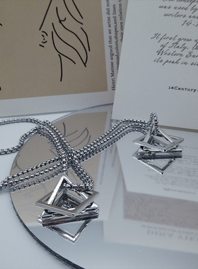 CAIMOU正方三角男潮嘻哈情侣项链