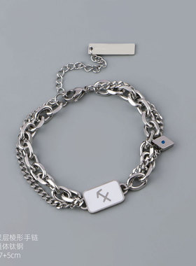 新款双层叠戴棱形手链小众个性