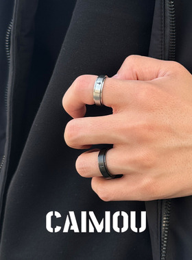 CAIMOU男士钛钢戒指十字架设计