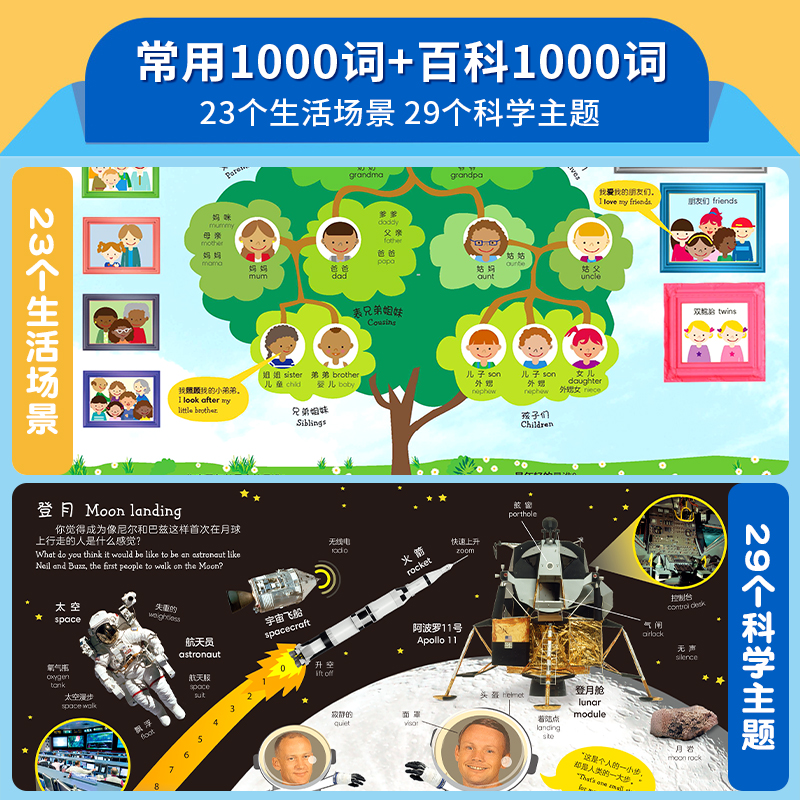 小达人点读笔套装 DK儿童双语百科词汇1000中英双语认知词典启蒙