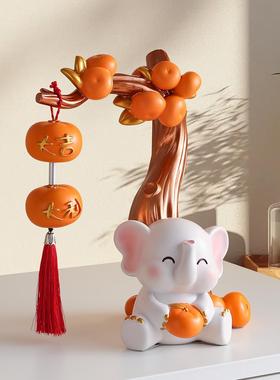 柿事如意招财猫摆件入户玄关客厅电视柜酒柜家居装饰乔迁新居礼品