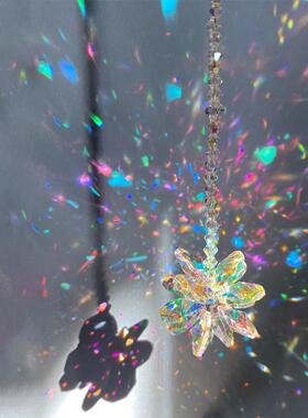 彩虹太阳捕手挂件吊饰创意水晶捕光器风铃配件挂饰彩虹治愈捕梦网