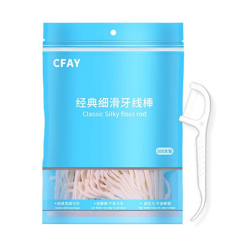 CFAY超细高拉力细滑牙线棒一次性高分子牙签剔牙线随身便携袋装 - 图0