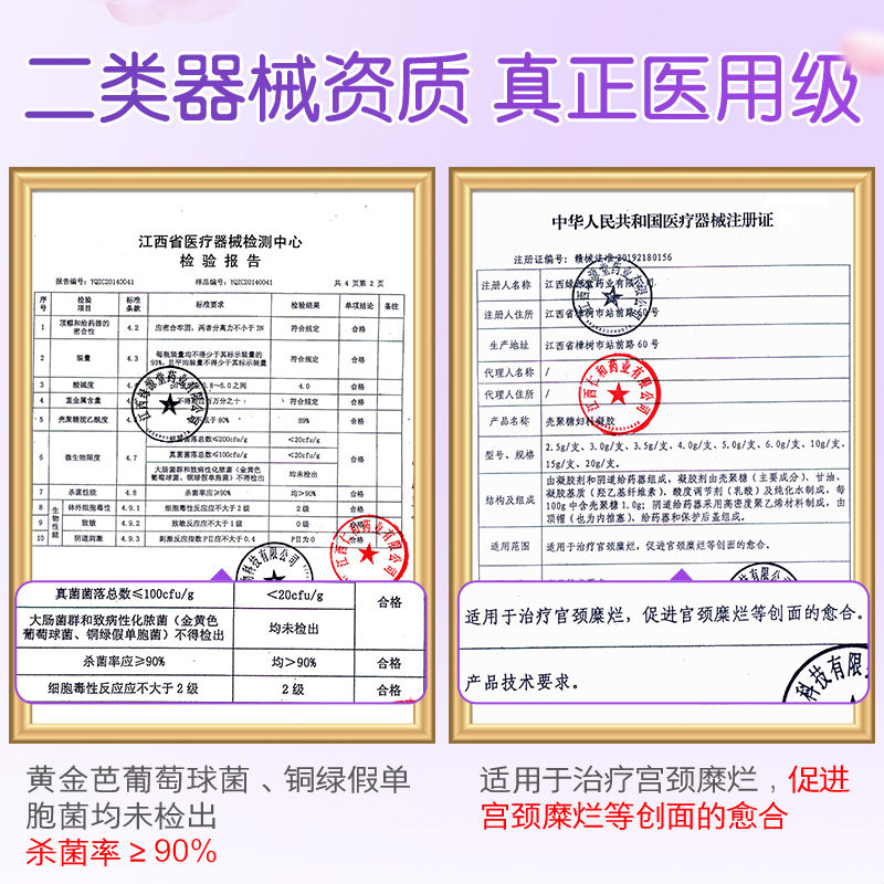 妇炎洁抗hpv壳聚糖阴道女性凝胶 雷雨健康长生医疗器械专营私处护理