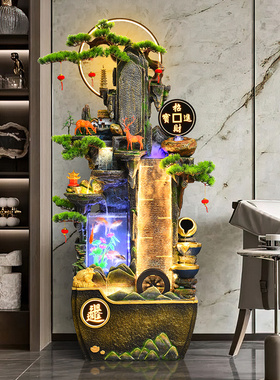 大型假山鱼缸流水喷泉客厅所装饰品落地摆件循环水庭院办公会景观