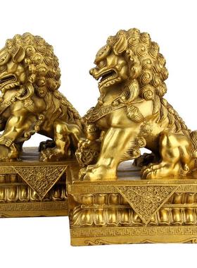 铜宫门狮摆件一对铜狮子摆件办公室门口北京狮故宫狮家居工艺摆件