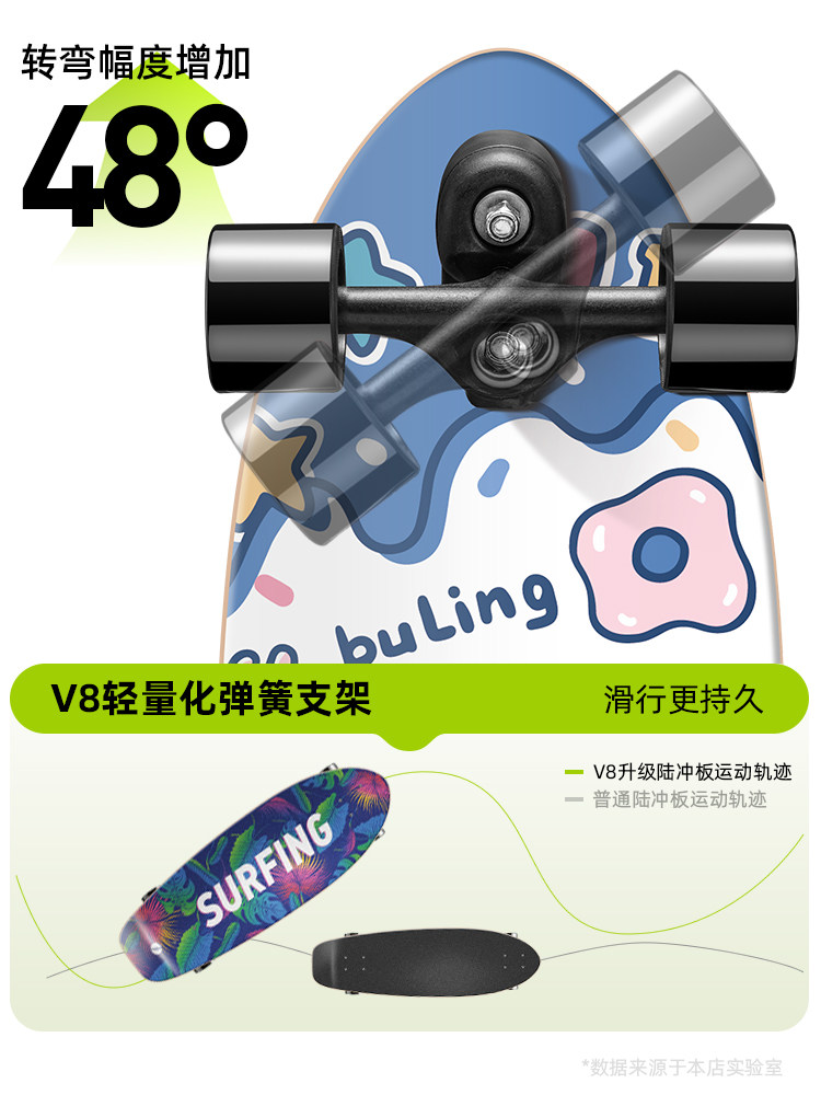 弘鹰陆地冲浪板滑板儿童蹬到成人女生弹簧专业免6岁初学者地12桥,淘宝优惠券,粉丝福利购,淘宝优惠卷