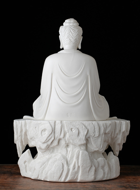 陶瓷释迦摩尼佛摆件大日如来佛像坐佛家用供奉客厅佛堂禅意摆件