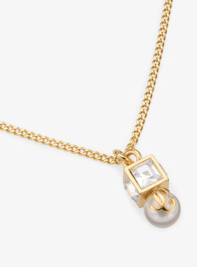 [圣诞礼物]JIMMY CHOO/JC PEARL CUBE PENDENT 女士 金属吊坠项链