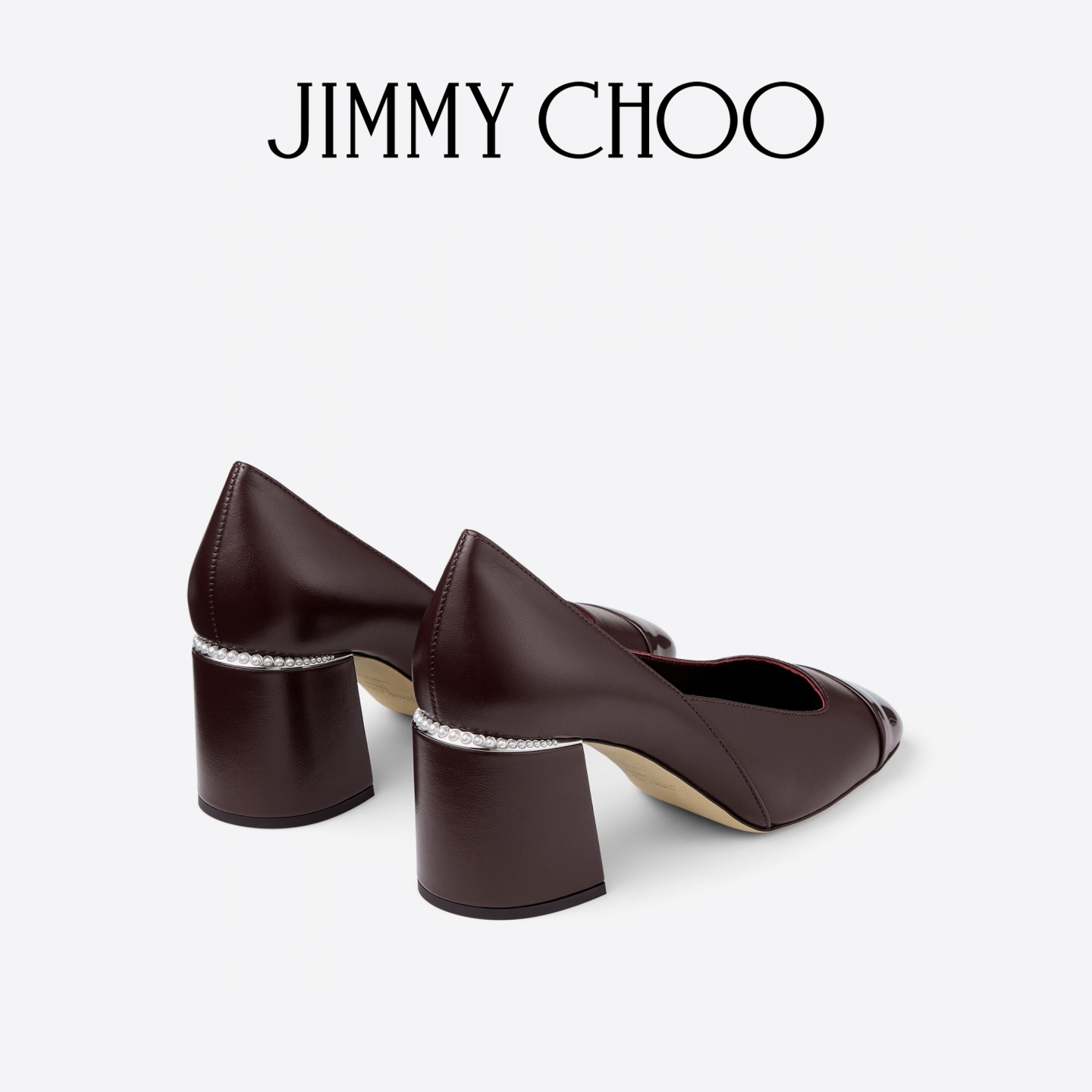[圣诞礼物]JIMMY CHOO/JENSON 65女士 深梅洛酒红色漆皮高跟鞋 - 图1