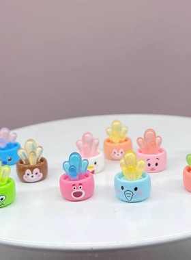 卡通印花可爱夜光立体多肉小盆栽DIY创意饰品车载小摆件儿童玩具