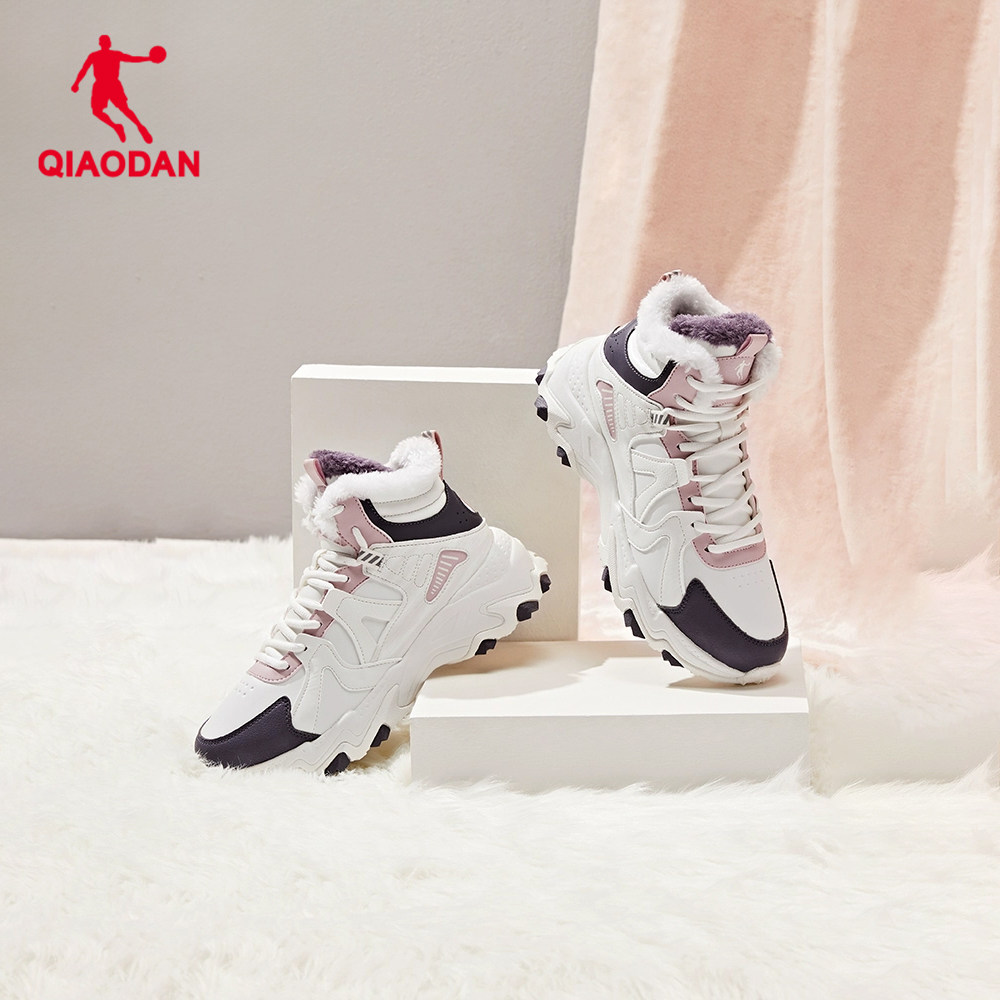 乔丹加厚棉鞋加高帮保暖登山鞋女春季新款皮面防滑加绒防水运动鞋,淘宝优惠券,粉丝福利购,淘宝优惠卷