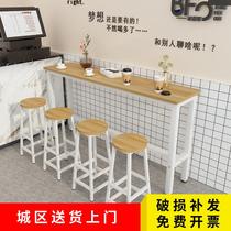 Bar desk with wall milk tea shop table and chairs Commercial high foot table Home strip table Balcony leaning against window table Living room narrow table