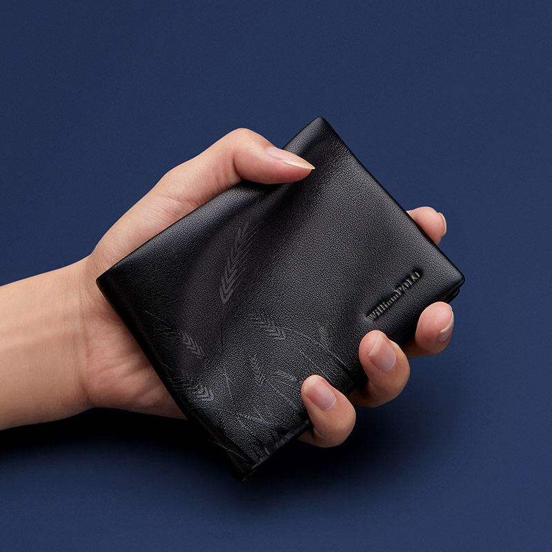 保罗正品男短款真皮鳄鱼纹2022钱包 williampolo亿缘钱包