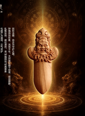 桃木钟馗剑钥匙扣挂件婴童车挂