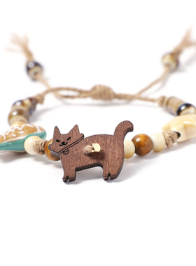 西町村屋萌趣手绘瓷珠编绳手链