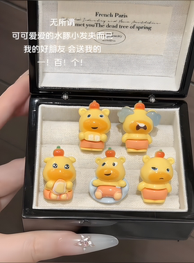 可爱水豚噜噜树脂公仔DIY饰品配件钥匙扣桌面车载装饰小摆件