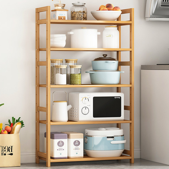 Nanzhu storage rack simple floor-standing bedside multi-layer solid wood
