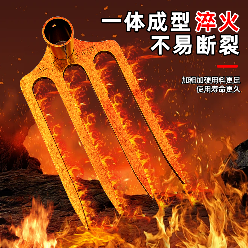 新款钉耙农具农用特厚8mm铁耙子刨地神器挖土家用三齿四齿五齿耙 - 图1