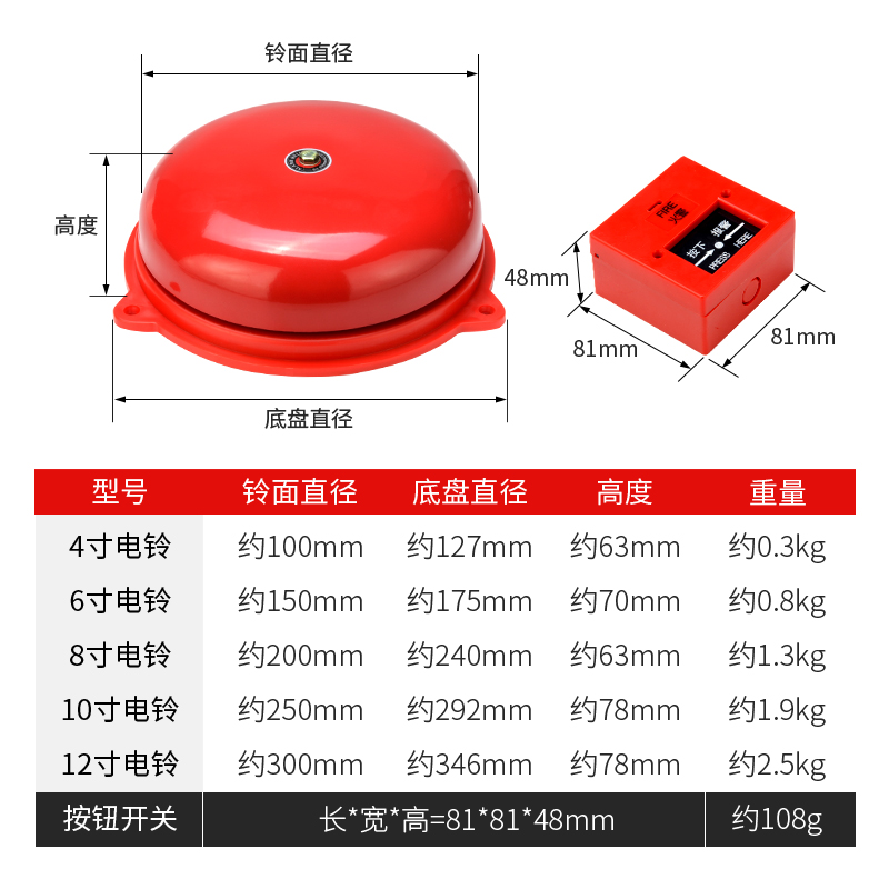 消防警铃报警器火灾火警警报器手动铃无线遥控家用电铃联动电铃铛 - 图2