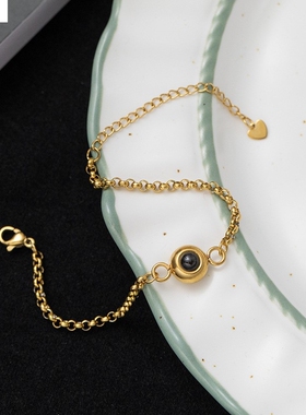 520热销圆点钛钢投影手链100种语言我爱你爱的记忆个性图片定百搭