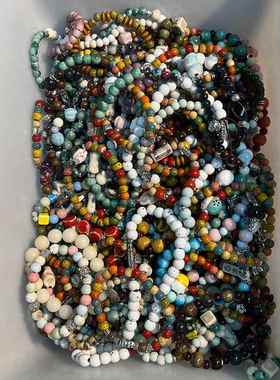 景德镇陶瓷手串彩色陶瓷珠中式禅意国风手串弹力绳手饰夜市摆