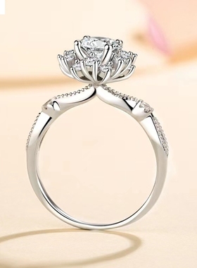 百搭潮流抖音冰雪皇后气质女戒指毫镶满锆活口八心八箭一克拉百搭