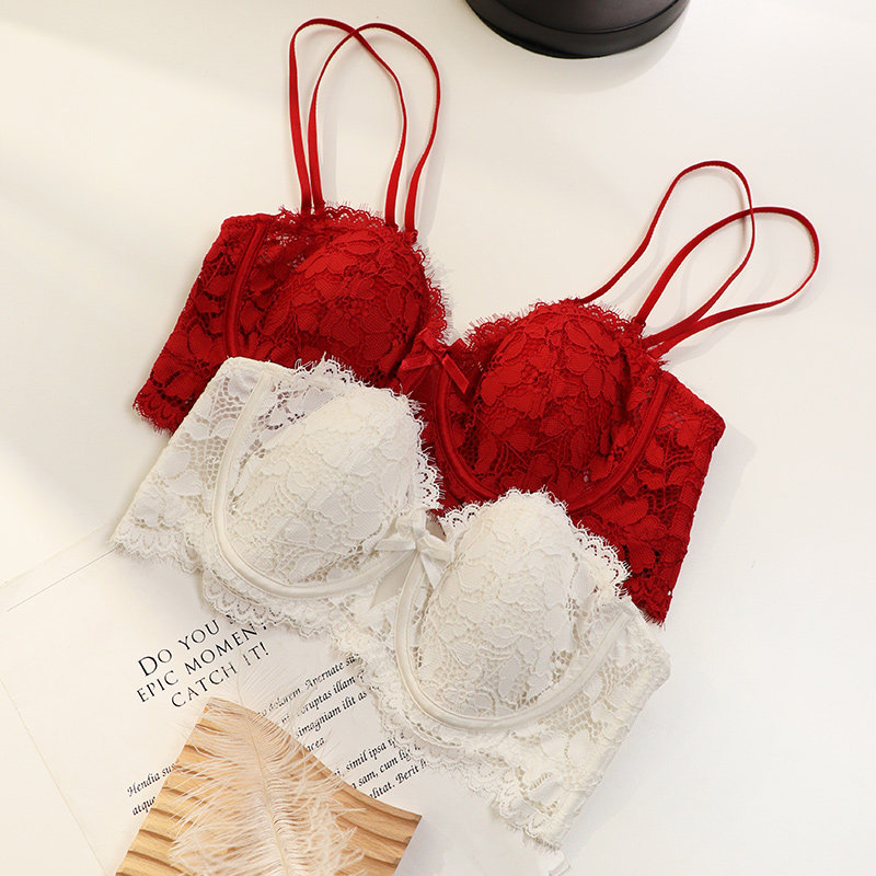 显胸小性感红色薄款蕾丝防下垂胸罩 阿弗之吻文胸