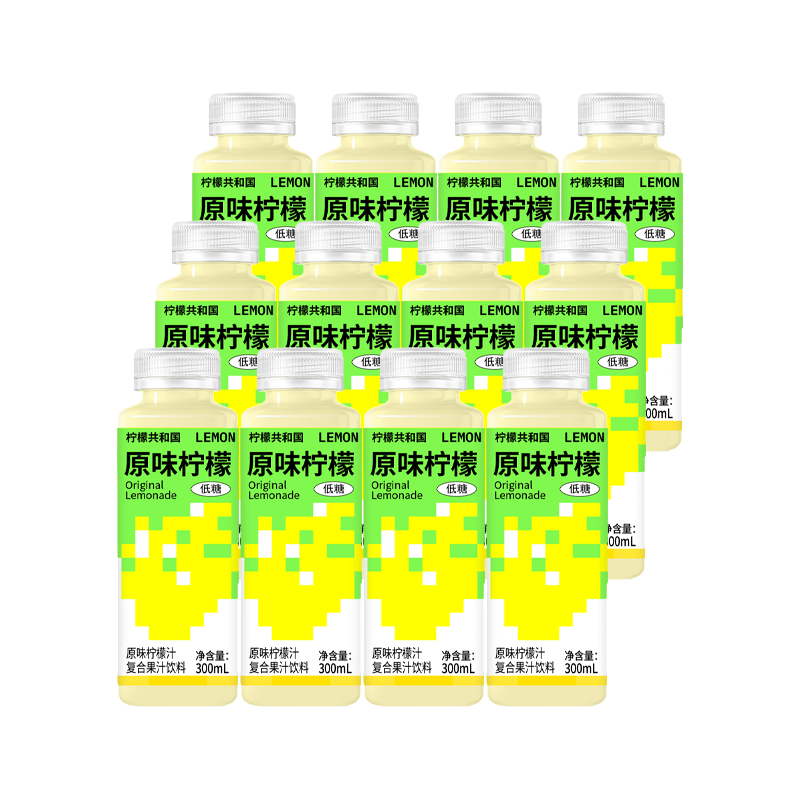 柠檬共和国低温柠檬汁VC水果汁饮料300ml*12瓶【保质期至12/22】