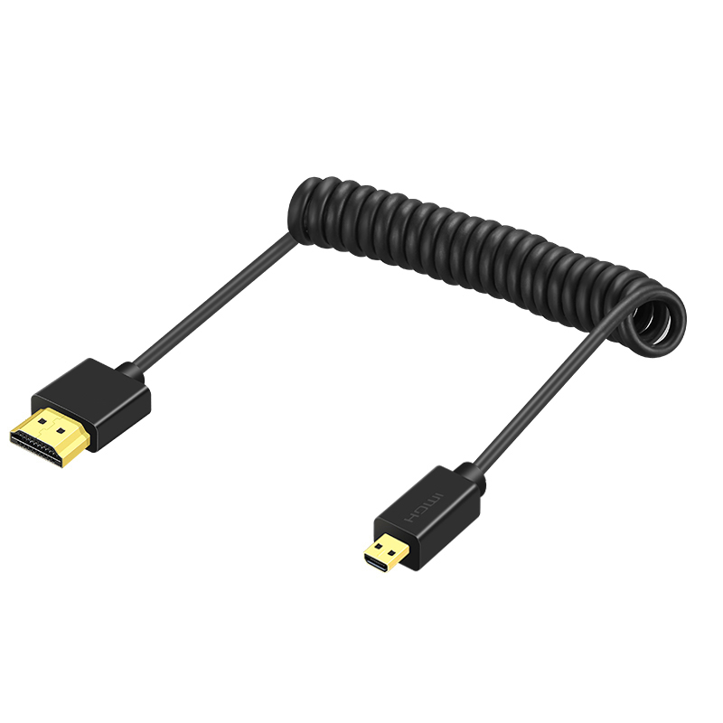 适用于佳能R8 R100 R6 R5 R7相机HDMI OUT接监视器采集卡弹簧线细软线Micro HDMI线4K 2.0 M6II M50微单相机