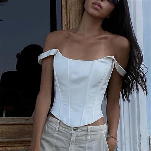 2023Backless Bandage Corset Tops Women Bustier Tank Crop Top - 图0