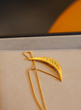 埃及风格S925纯银高级感复古做旧月牙青金石项链女个性锁骨链