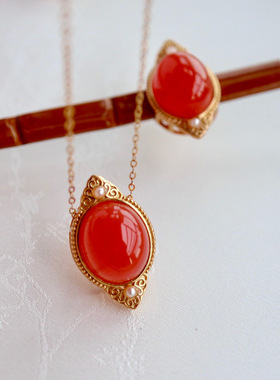 天然川料樱桃红南红手表樱桃红气质手链S925银镶南红吊坠两用款