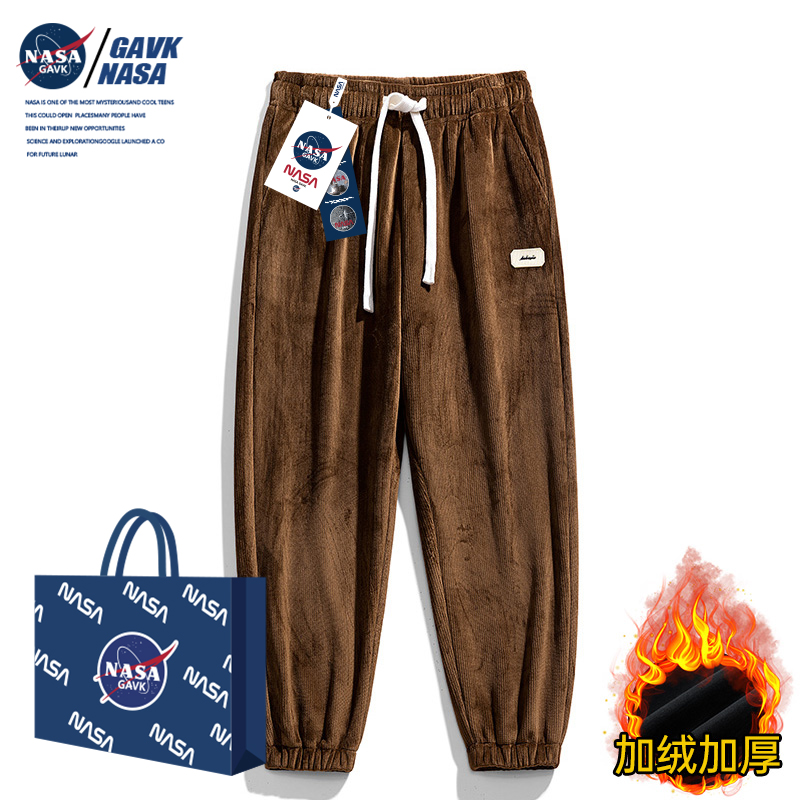 NASA GAVK衛褲男士秋冬季束腳秋季男款2022新款冬加絨運動褲子女_gavk旗艦店_男裝
