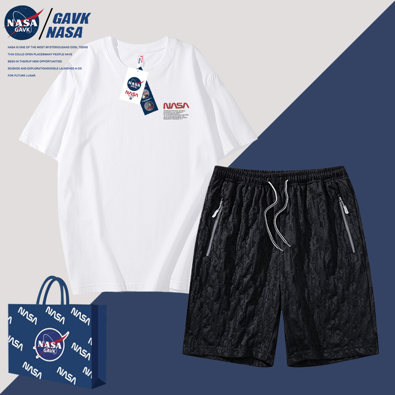 NASA GAVK2023春秋季潮流纯棉上衣夏季新品套装男女同款短裤百搭