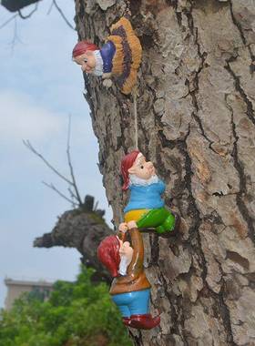 独立站家居庭院微型侏儒攀爬创意花园摆件 树脂工艺品 装饰品