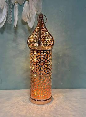 新款镂空白色led风灯 铁艺灯笼家居卧室客厅气氛围装饰灯工艺摆件